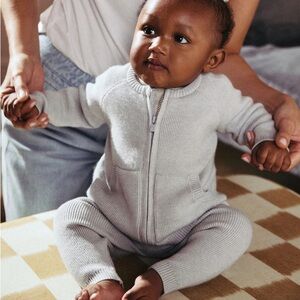 Like NEW knit zip 100% cotton jumper and joggers - 3-6 months - great EU quality